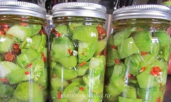 Салат из зелёных помидор на зиму без стерилизации